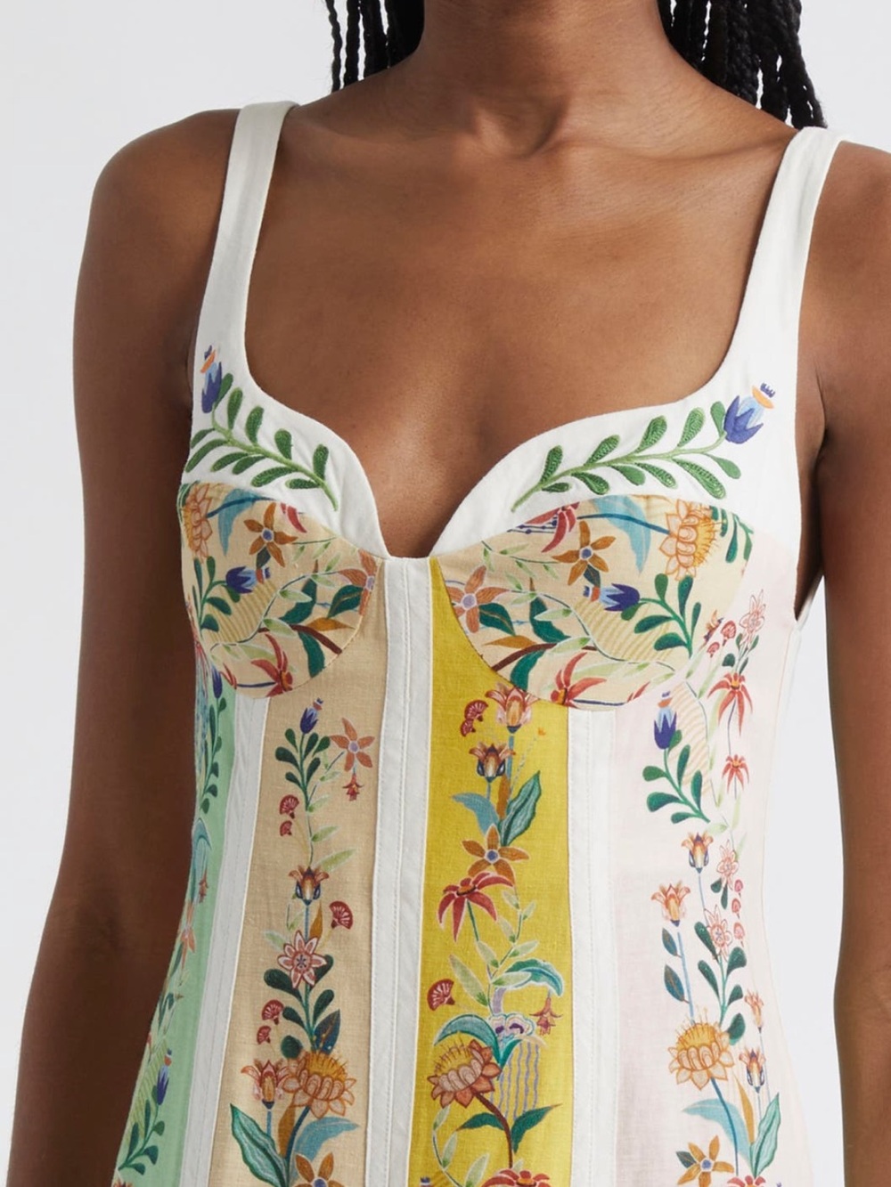 FARM Rio Delicate Floral Stripes Linen Blend Sleeveless Sundress Size Small NWT - Picture 4 of 10